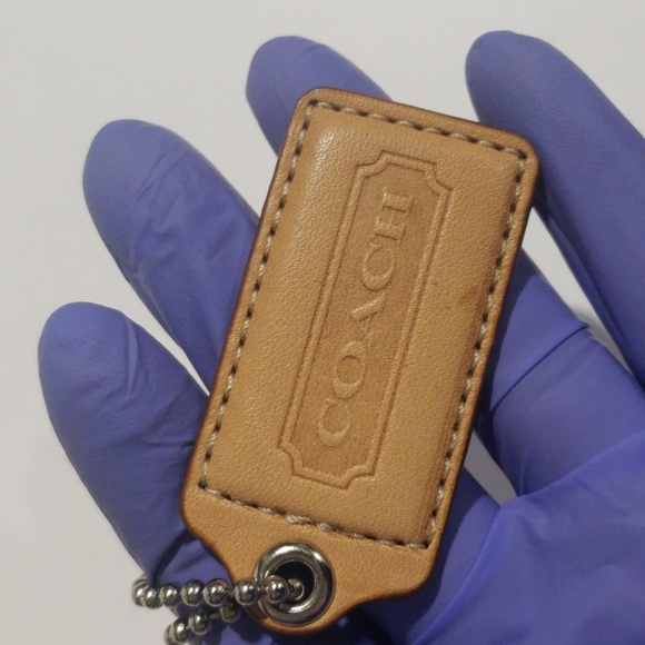 Authentic Coach Leather Hang Tag – Cream & Tan Color, Women’s Purse Accessory - Picture 8 of 8